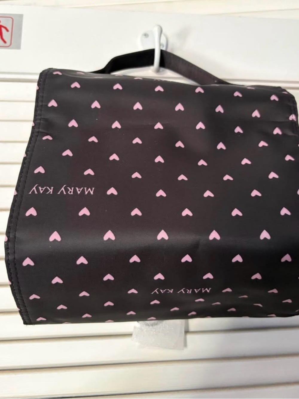 Mary Kay Black Cosmetic Pouch with Pink Heart Pattern